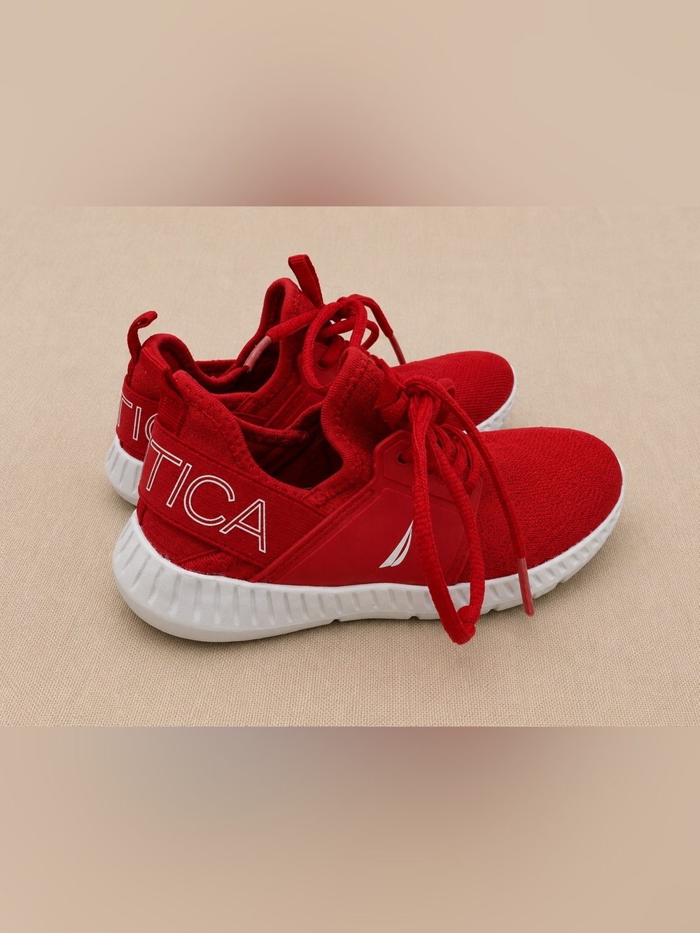 Nautica Kappil Tonal Infant Sneakers Size 12 Red Knit Athletic Shoes Toddler Kid